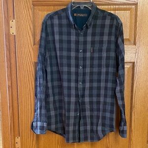 Ben Sherman Men’s XL Black Gray Plaid Button Down Shirt